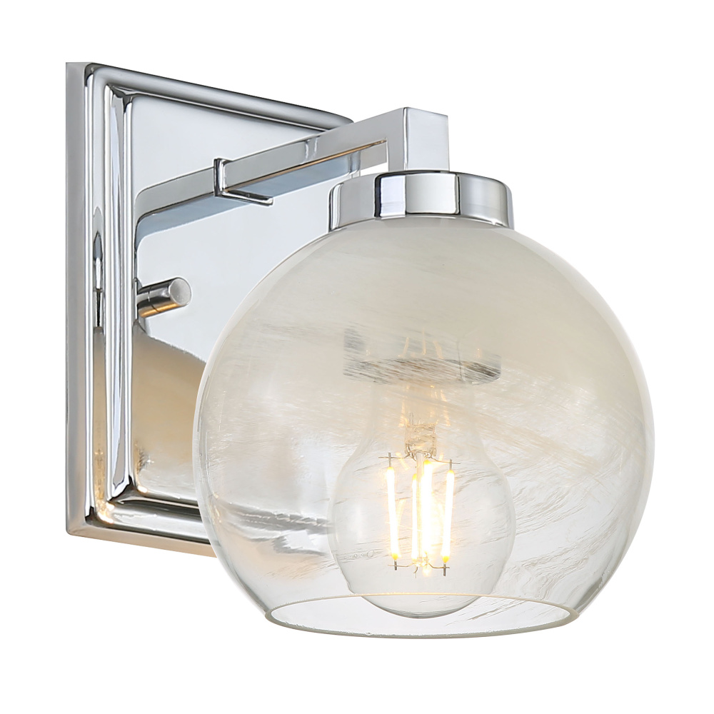 Yep by Golden Lighting Elliott 1-light Vanity in Chrome and Clear Alabaster Glass